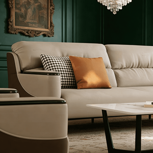 Canapé en cuir blanc moderne nordique 2 places avec deux fauteuils individuels, ensemble de meubles minimalistes de luxe pour salon et bureau à domicile - Product Image 3