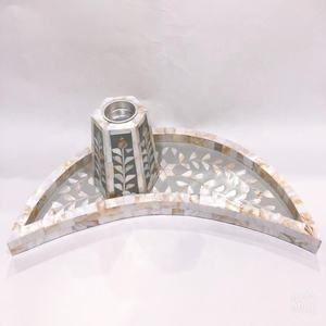 Bandeja de incrustaciones de madreperla con forma de media luna gris, bakhoor quemador de fregona, bandeja de incrustaciones de madreperla de lametierartz - Product Image 5