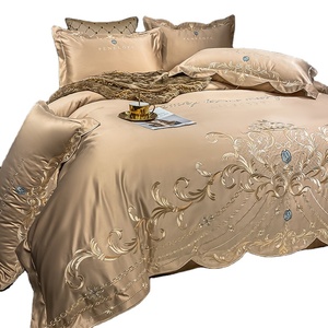 2025 Mới Tw Châu Âu-Phong Cách Cao Cấp Thêu Satin Vua Kích Thước Bốn Mảnh Đặt Bông Tinh Khiết Tấm Ga Giường Chăn Đặt Đám Cưới Bộ Đồ Giường - Product Image 1
