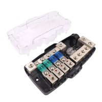 Accessoires de modification audio de voiture Boîte à fusibles en alliage de zinc Porte-fusibles à lumière LED Boîte de séparation à quatre voies/deux entrées et quatre sorties Support de soudage
