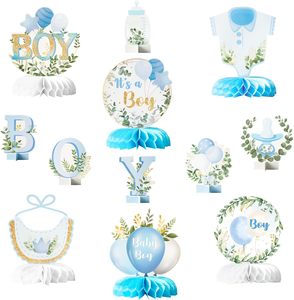 Centros de Mesa de Panal de Abeja para Baby Shower de Niño, Centros de Mesa de Panal de Abeja en Azul Acuarela, Decoraciones para Bautizo de Niño para Fiesta de Cumpleaños - Product Image 1