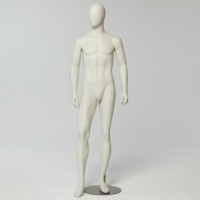 Mannequin Homme en FRP Mat Beige à Tête Intégrée, Corps Entier, Visage Ovale, pour Vitrine de Magasin de Mode, Modèle Européen Original