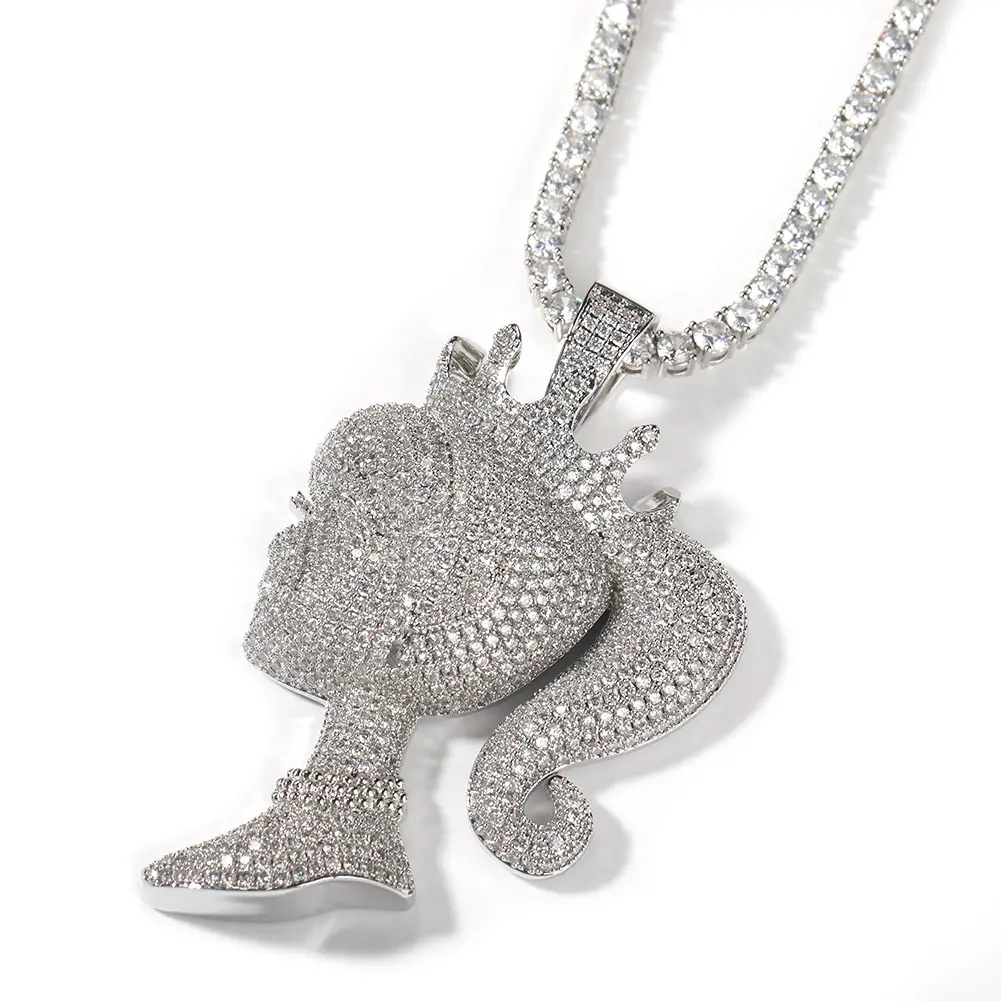 new luxury trend hip hop jewelry iced out bling big 3d diamond crown little girl pendant necklace
