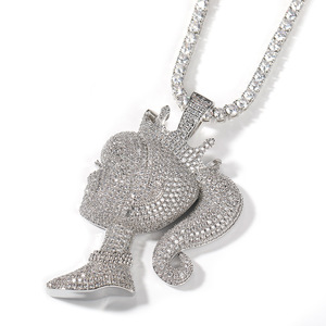 Luxury Trendy 3D Diamond Crown Pendant Necklace for Little Girls New Hip Hop Iced Bling Brass <strong>Jewelry</strong> Zircon Main for Weddings - Product Image 2