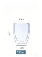Tasses à café en verre à double paroi isolées transparentes de 350 ml, résistantes à la chaleur, en borosilicate de haute qualité, design minimaliste, pour latte, lait, boissons froides, unisexe