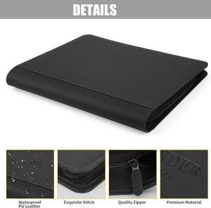 Carpeta Personalizada de Cuero PU Negro para Tarjetas Deportivas con 9 Bolsillos, Páginas Interiores de PP, Solo para Guardar Acrílicos - Product Image 4