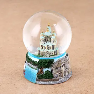 Customize Resin Christmas Snow Globe Souvenir Custom Sweden Snow Globe Countries Resin 3D Building Architecture Snowglobe