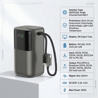 Power Bank Li-Polymer 20000mAh 22.5W/15W dengan Layar LED, Pengisian Cepat, Tiga Port USB & Kabel Type-C Terintegrasi, Dilengkapi Proteksi Kabel
