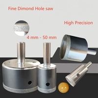 Foret diamanté de précision à paroi mince, électroplaqué, 4-50 mm, finition nickel, tige argentée, pour perçage du verre