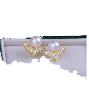 S925 Pure Silver DIY Pearl Accessories Empty Tray with 8-9mm Round Beads 22259 <b>Fashion</b> <b>Stud</b> <b>Earrings</b> - Product Image 5