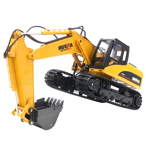 Mini-excavatrice électrique Huina 1535-1 à l'échelle 1/14 avec pince, véhicule d'ingénierie télécommandé, modèle RC, voiture jouet en alliage sur chenilles - Product Image 5