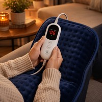 Coussin chauffant électrique de luxe bleu marine OEM/ODM 12*24 pouces avec contrôleur numérique LED, 6 niveaux de chaleur et protection contre la surchauffe