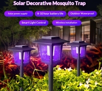 2-in-1 Solar LED Bug Zapper Outdoor Waterdicht Paars Muggenmoordenaar Lamp Decoratief Tuinlicht Achtertuin Patio BBQ Niet-giftig