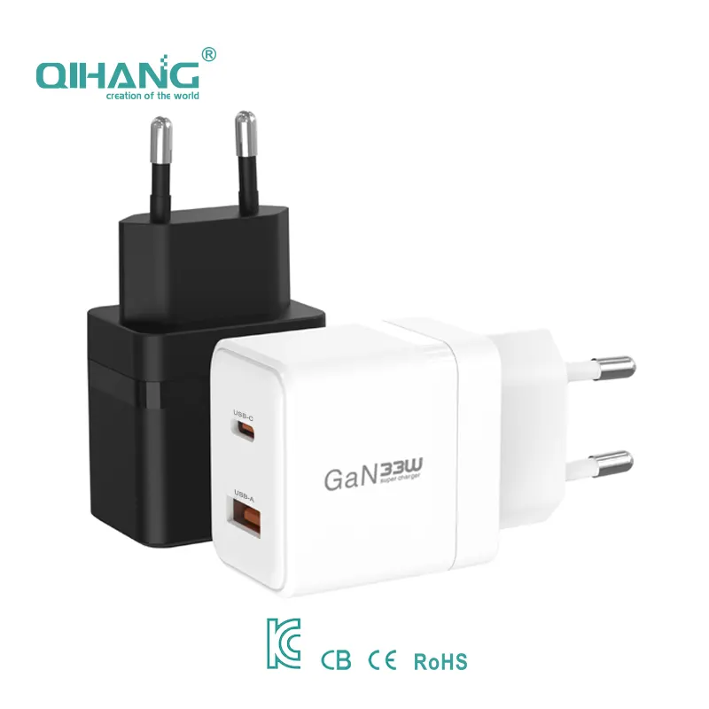 KC CE CB Certificado 33 W 30 W GaN PPS Carregador rápido adaptador USB C USB PD QC Carregador de parede para o celular iPad Tablet iphone14