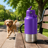 Gobelet isotherme personnalisé de 32 oz avec bol à eau intégré pour chien, tasse à boire portable pour animaux de compagnie pour le camping, la randonnée, vente en gros