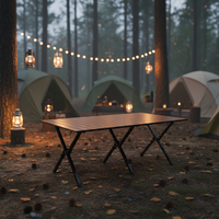 Table pliante portable XL en acier carbone pour 2 à 8 personnes, table de camping imperméable pour pique-nique et barbecue en extérieur