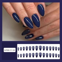 Qianya Press-on Nagels Effen Kleur 24 stuks ABS Kunstnagels Wijnrood Ovaal Vierkant Vorm Herfst Winter Groothandel