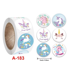 dibujos animados de animales para niños, etiquetas redondas de papel de vinilo, suministros para profesores y escuela, impresió - Product Image 4