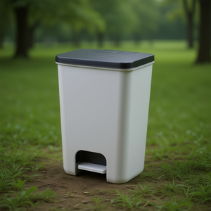 Cestino per rifiuti da 25 L in plastica grigia con apertura a pedale - Product Image 3