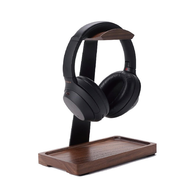 Wooden Universal Headphone Holder with Storage Base for Gaming