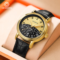 Montre-bracelet automatique mécanique pour homme OCHSTIN, collection classique Master, confortable, en cuir véritable, avec aiguilles