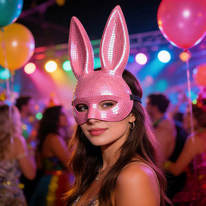 Máscara de Conejo con Bola de Discoteca - Linda Máscara de Animal Reflectante para Club, Mascarada, Festival, Accesorio de Disfraz Temático - Product Image 2
