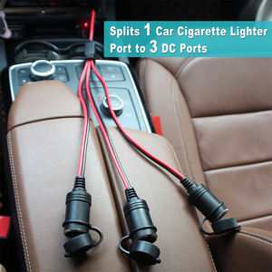 12V elektrik siyah kırmızı spt-2 erkek araba çakmak kadın soket 3 yolları splitter kablosu - Product Image 5
