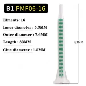 PMF06-16 Polyurethaan Epoxy Mengpijp Tandpunt Buis Statische Mixer Dynamisch Plastic Element Ozon Statische Mixer Nozzles