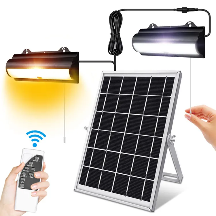 Lâmpada solar de teto com sensor solar, lâmpada de parede com duas cabeças, 8W, 800LM, 70leds, para casa e restaurante, para quintal, casa, interior e exterior