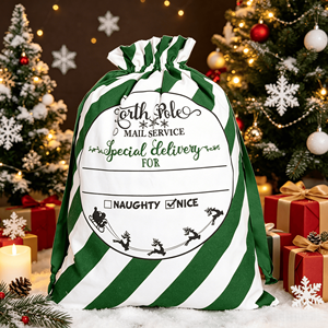 Luxury <b>Fluffy</b> Cotton Santa Sack Classic Design Eco-Friendly Reusable Gift <b>Bag</b> for Children Custom Drawstring Packaging Factory - Product Image 1