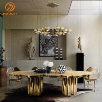 Meubles de maison de luxe sur mesure, design unique, table de banquet, table à manger moderne en acier inoxydable italien, feuille d'or, grande table à manger de luxe