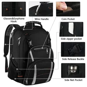 Trendy 17 Inch Laptop Backpack Waterproof Nylon Travel Bag Usb Charging Backpacks