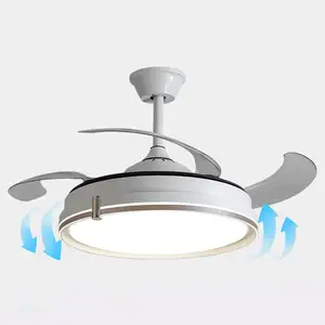 Modern 42 Inch Metal 5 Abs Blades Motor White Remote Control Led Ceiling Fans With Light And Remote Control