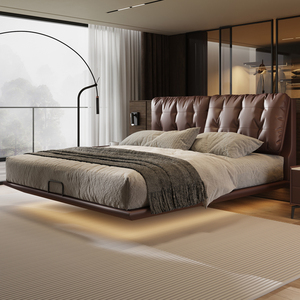<span class=keywords><strong>Lit</strong></span> en cuir <span class=keywords><strong>suspendu</strong></span> minimaliste italien <span class=keywords><strong>Lit</strong></span> double de luxe haut de gamme pour chambre principale Mariage - Product Image 5