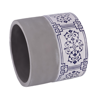 Pot à bougie en ciment à motif de porcelaine bleue et blanche de style chinois