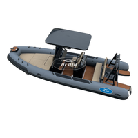 Yacht de Luxe Hedia 6,5 m 650 Orca Hypalon PVC Aluminium, Bateau Semi-Rigide de Pêche à Coque en V Profond avec Moteur Hors-Bord 150 CV