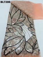 Dentelle brodée de haute qualité pour mariage, tissu en dentelle perlée, fournisseur chinois en gros, couleur rose