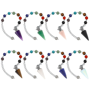 天然石英水晶点Dowsing摆锤占卜治疗水晶石灵气脉轮项链吊坠 - Product Image 1