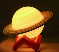 Vente directe d'usine Lampe lunaire Saturne 3D en bois à commande tactile rechargeable 16 couleurs pour la chambre des enfants