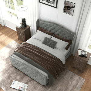 Cama de Plataforma Tapizada en Terciopelo Gris Claro Dwoo, Tamaño Completo, Cabecera Acolchada de Lujo, 4 Cajones de Almacenamiento - Product Image 6