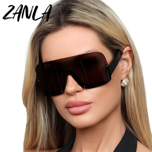2025 tendenze Y2K Designer occhiali da <span class=keywords><strong>sole</strong></span> oversize per le donne bianco rosso PC quadrato Vintage stile Steampunk senza montatura un pezzo unico <span class=keywords><strong>sole</strong></span> - Product Image 3