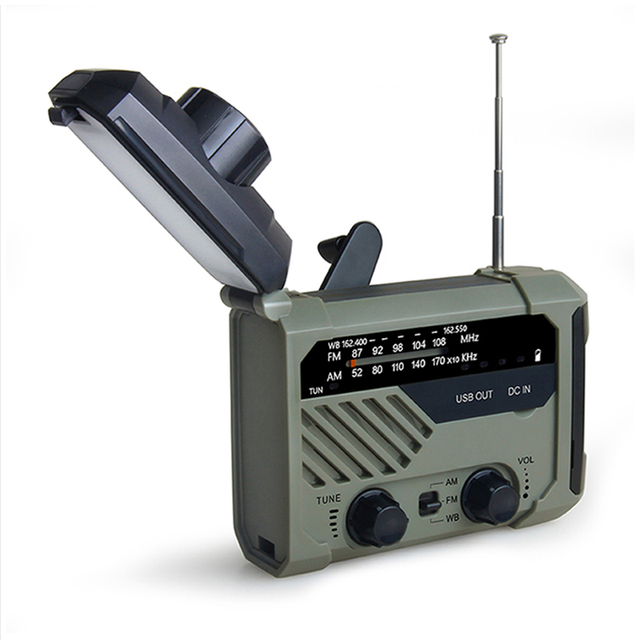 Multifunctional Hand Crank Rechargeable AM/FM LED Flashlight Outdoor Emergency Power Bank Solar Radio