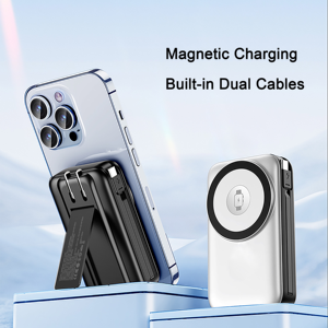 10000mAh Magnetic Wireless Power Bank 22.5W PD Fast Charge with Built-in <b>Cables</b> LED Digital Display Portable <b>Charger</b> - Product Image 1