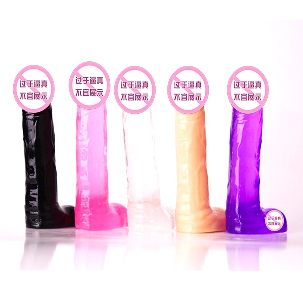 Réaliste 20cm gode couleur Transparente pénis sex toys pour femme Avec Sucer Tasse
