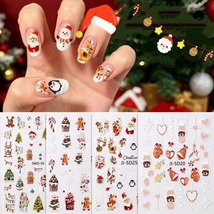 Pegatinas de uñas navideñas en relieve 5D, calcomanías de uñas autoadhesivas con dibujos animados de árbol de Navidad para niños, arte de uñas al por mayor - Product Image 1