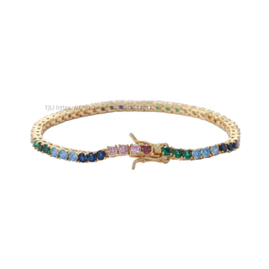 3MM Color Tennis Chain <b>Bracelet</b>, Single Row Hip Hop Necklace <b>Bracelet</b> Tanjing Fashion Lijing Necklace - Product Image 1