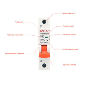 Миниатюрный автоматический выключатель KORLEN <span class=keywords><strong>DC</strong></span> MCB 4P 63A 50/60 Гц PA66, 15kA - Product Image 4