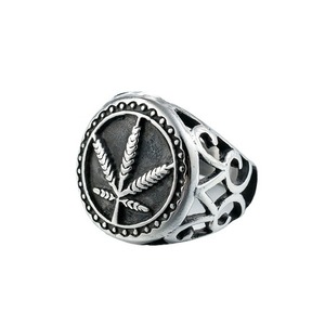 Anillo de moda para hombre con forma geométrica de hoja de arce, estilo punk, joyería de regalo CY715 - Product Image 4