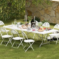 Table et chaises pliantes portables d'extérieur en gros, table de pique-nique rectangulaire pliable en plastique de 120 cm pour banquets