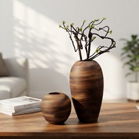 Vase en céramique de style rustique vintage, peint à la main, pour table, cheminée, console, décoration intérieure, fabrication artisanale